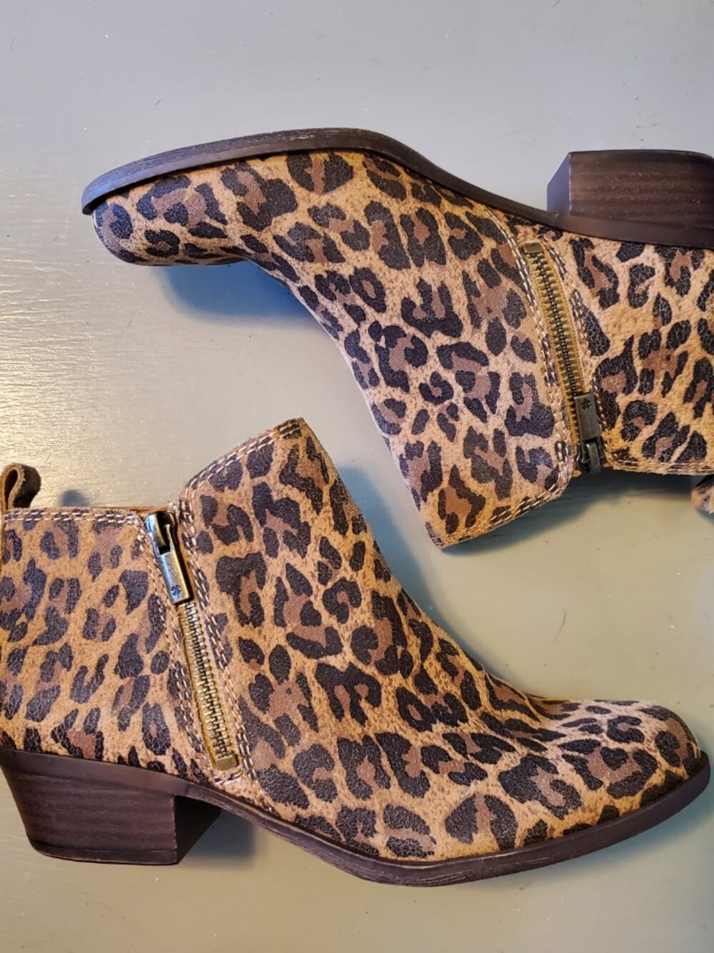 Lucky Brand Basel Low Cut Almond-Toe Ankle Booties Leather Animal Print Size 7 - Picture 11 of 12